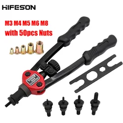 Pistolet à Riveter manuel 12 ''avec 50 pièces d'écrous 606, outil de rivetage manuel pour M3 M4 M5 M6 M8 