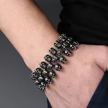 Широкий Для Мужчин's Титан Сталь Скелет Браслет, рок, панк Титан Сталь ювелирных изделий/костюмы для мальчиков с модным металлическим Street в стиле «хип-хоп» подарок