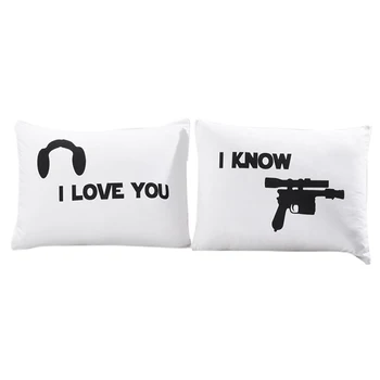 

EASY-Couples Pillow Cases, "I Love You"&"I Know" Couple Pillow Covers, Romantic Gift Idea for Couples Set Of 2 Printed Pillowcas
