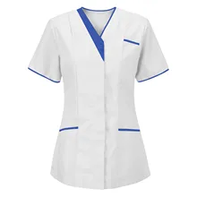 2021 Fashion Women's Blouse Tops Nursing Work Clothes V-neck Working Uniform Nurse Printing Shirt Blouse