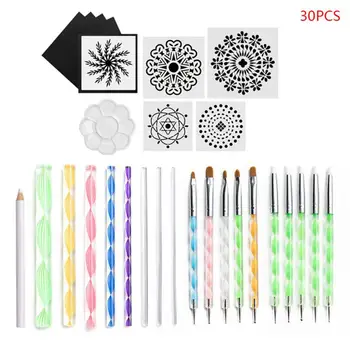 

30pcs Mandala Dotted Tool Set for Painting Rock Stones Stencil Brush Drawing Pen R9CB