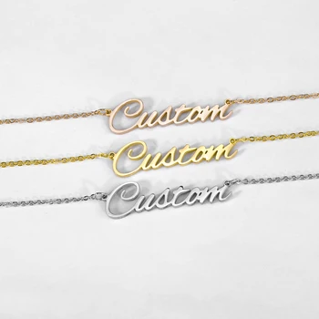 

Stainless Steel Charm Custom Name Jewelry Personalized Name Letters Numbers Pendant Nameplate Necklace Jewelry Gifts Wholesale
