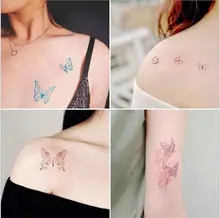 15pcs Water Transfer Shoulder Color Pattern Body Arm Waist Party Flash Decals Waterproof Tattoo Stickers Red Butterfly