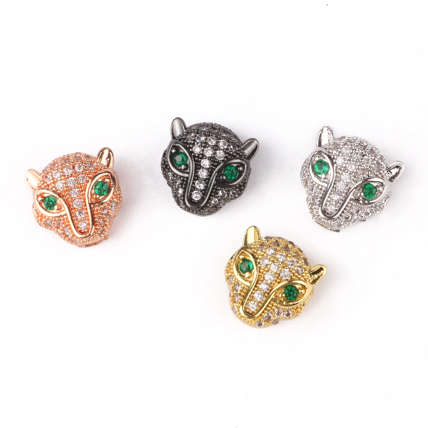 3pcs/lot Leopard Head Cubic Zirconia Micro Pave Loose Spacer Beads for Diy Women Men Bracelet Necklace Jewelry Making 9*10mm | Украшения и