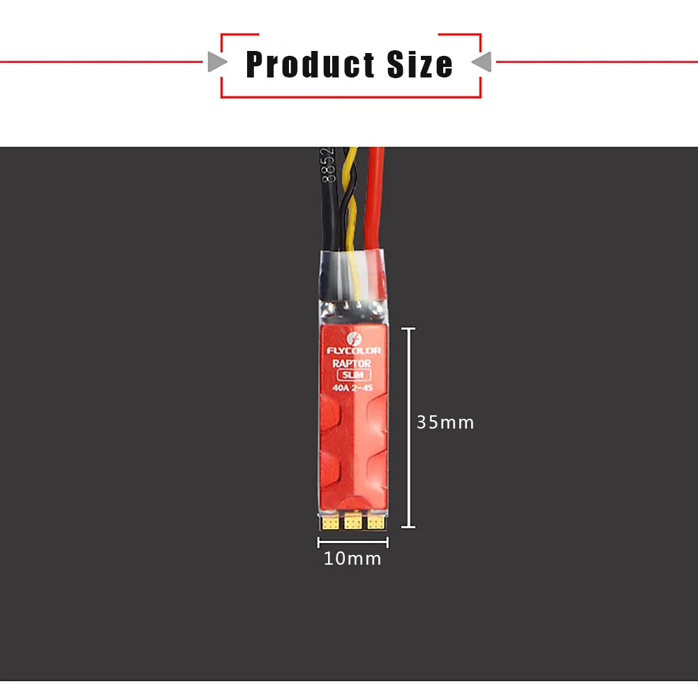 

Flycolor Raptor Slim 40A to 2-4S BLHeli-S ESC 3 in 1 Dshot600 controller 35 * 10 * 7mm Mini size cooling fin 10mm racing arm RC