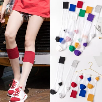 

Pack of 2 Fashion Thin Stockings Color Patchwork Comfortable Socks Summer TY66