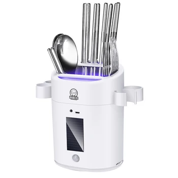 

Tableware Solar Rechargable Kitchen Cleaning Household Smart Organizer Drain Holder Storage Box UV Disinfection Chopsticks Tube