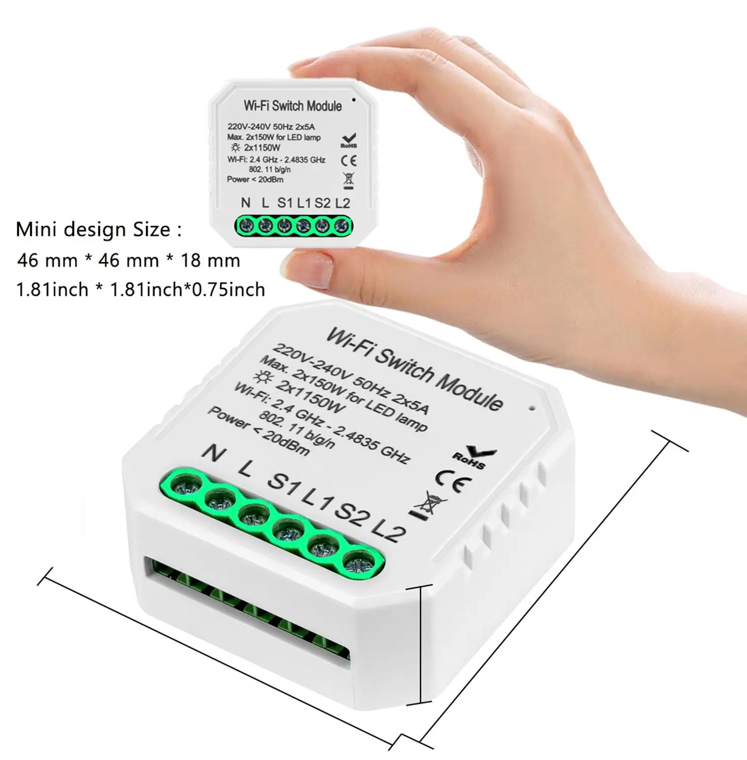 Tuya Smart реле Выключатель модуль 2300W Wifi светильник переключатель 2 способ