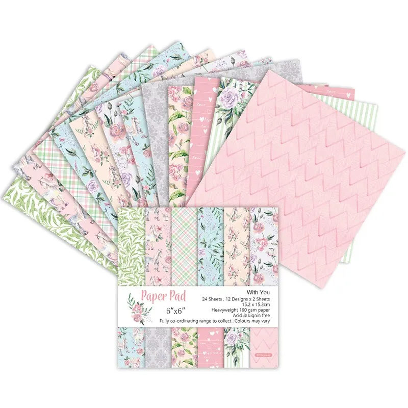 

6"X6"The With you flower patterned paper Scrapbooking paper pack handmade craft paper craft Background pad