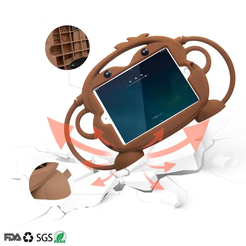 

Kid safety Tablet Case for iPad Air Pro 9.7\" Kid friendly Carry Shockproof 9.7 in Washable Stand Silicone Case for iPad Air2