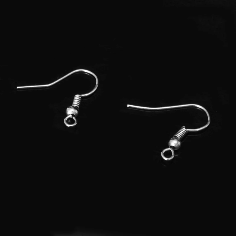 

100 Pcs Earring Hooks Hypo-Allergenic Silver Plated Surgical Steel Ear Wires DXAA