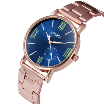 

MIGEER Luxury Men Watches Blue Dial Rose Gold Stainless Steel Quartz Wristwatches Man Clock Men Watches relogio masculino 2019
