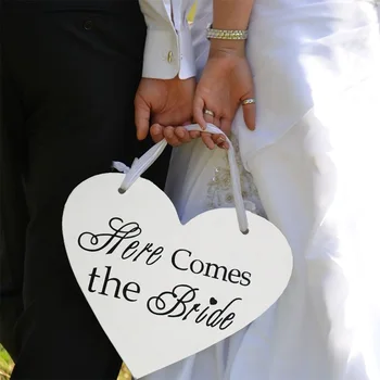 

Double Side Wooden Heart Shape Letter Wedding Flower Girl Sign Board Wedding Party Ornament