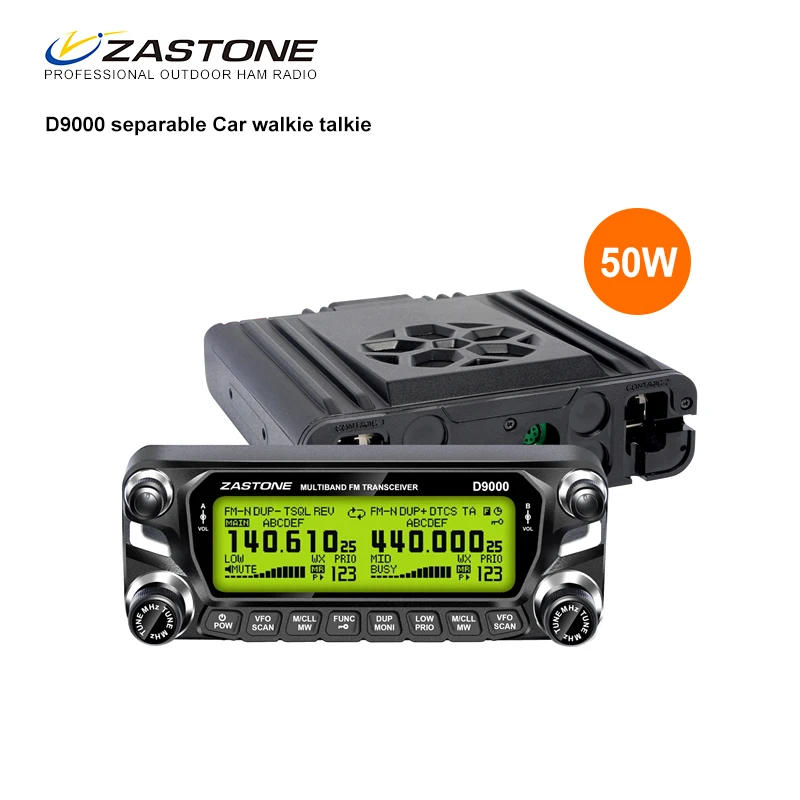 New ZASTONE D9000 50W Car Walkie Talkie Autoradio Dual Band Car Radio With Screen Mobile Two Way Radio Split Panel 2