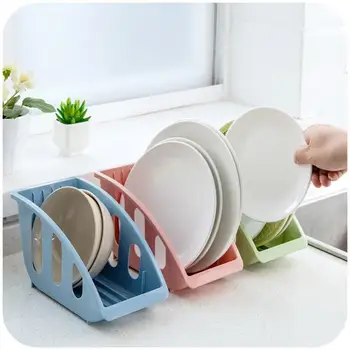 

4pcs Kitchen Draining Rack Plastic Dish Plate Storage Pot Cover Tableware Drying Rack (Random Color)