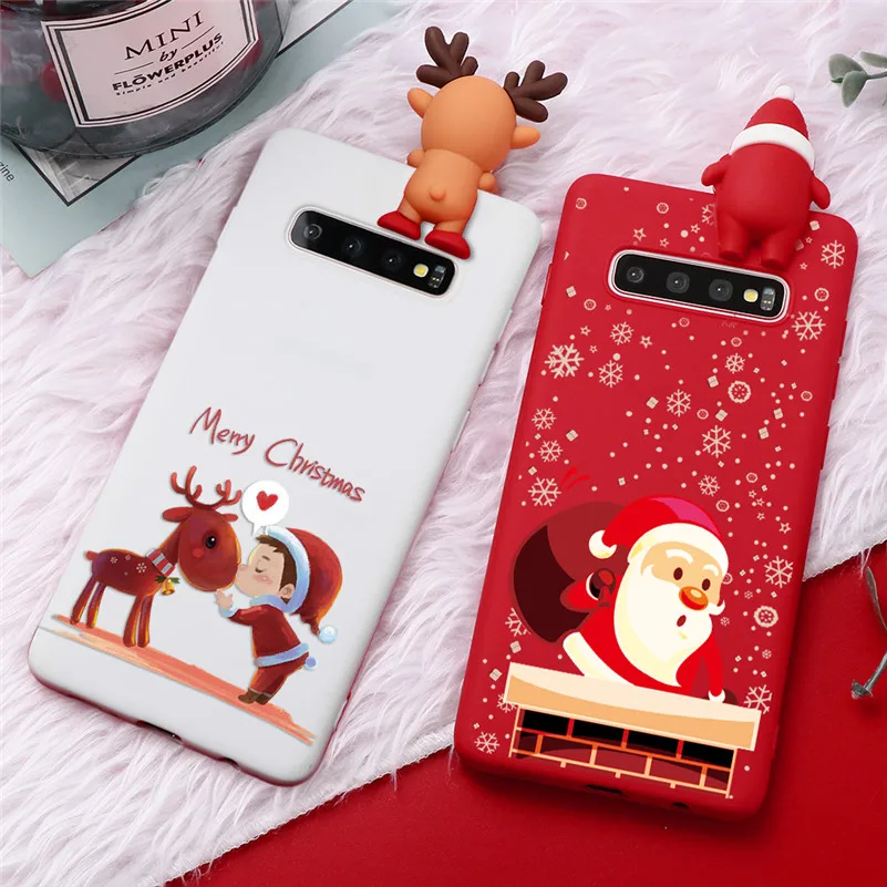 С рисунком рождественского оленя чехол для samsung Galaxy S10 S8 S9 плюс S6 S7 край S10E A10 A20 A30 A40