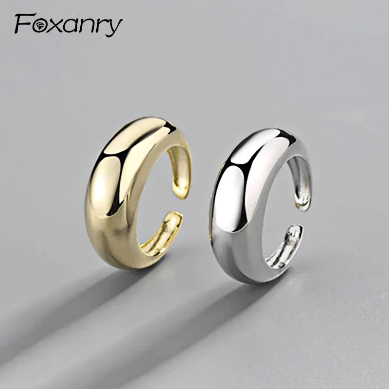 

Foxanry 925 Sterling Silver Engagement Rings for Women Creative Simple Geometric anillos Party Jewelry Size 18.2mm Adjustable