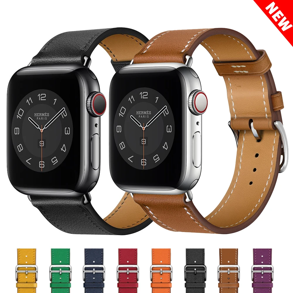 

High quality Leather loop for iWatch 40mm 44mm Business Sports Strap Single Tour for Apple watch band 42mm 38mm Series 6 5 4 3 2