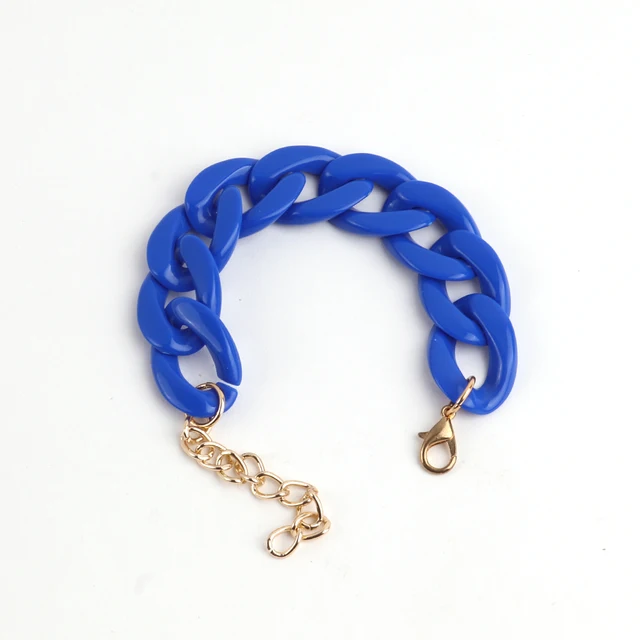 FishSheep Colorful Acrylic Thick Chain Bracelets For Men Women Bohemian Multi color Resin Chain Bracelets & Bangles 2021 Jewelry royal blue
