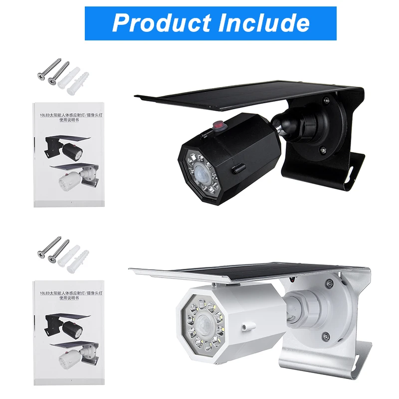 New 10 LED Solar Light Adjustable Lighting Angle 500lm Waterproof Lamp Spotlight With Three Modes For Outdoor Garden Wall Yard