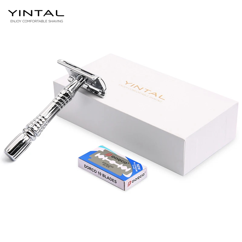 On sale Price of  YINTAL Men's Manual Classic Barber Shaving Safety Razor Shaver with 10 Blade for Beard Hair Cut Per