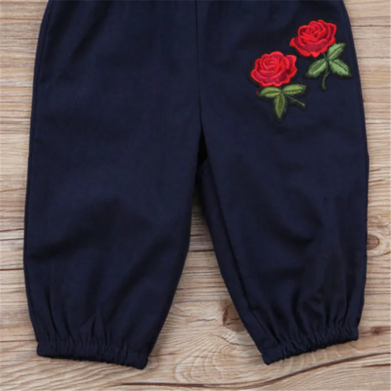 1-5Years Infant Girls Sling Overalls Rose Floral Print Rompers Girls Summer One Piece Jumpsuits children overalls pants,kids outfits