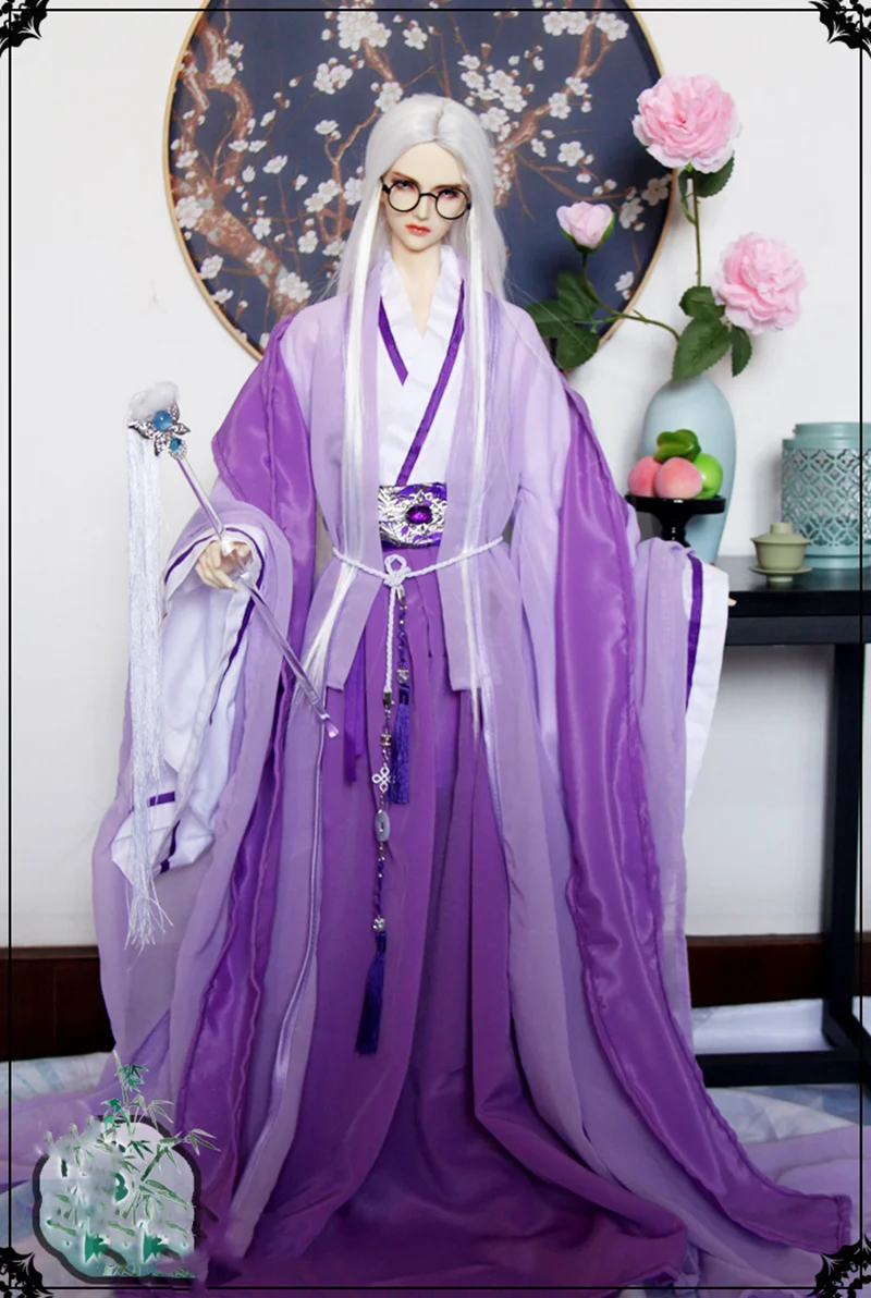 

1/4 1/3 BJD Clothes Doll Accessories Ancient Costume Purple Hanfu Dress Samurai Outfit for BJD/SD MSD ID75 Strong Uncle C1164