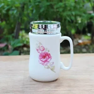 Креативная керамическая чашка, зеркальная кружка с крышкой, ложка, подарок, большая емкость, чашка для кофе, молока, 420 мл, кофейные чашки, стакан, Рождественская кружка - Цвет: 420ml suit
