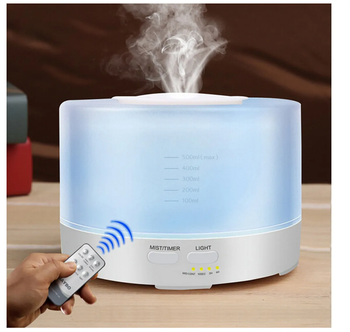 

2022 Remote control wood grain aromatherapy machine 7 colors Aromatherapy humidifier 500ML humidification