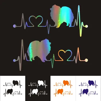 

Car Stickers 17.8CM*7.6CM 3D Sticker Pomeranian Heartbeat Dog Car Motorcycles Decoration Reflective Car Styling Custom Sticker