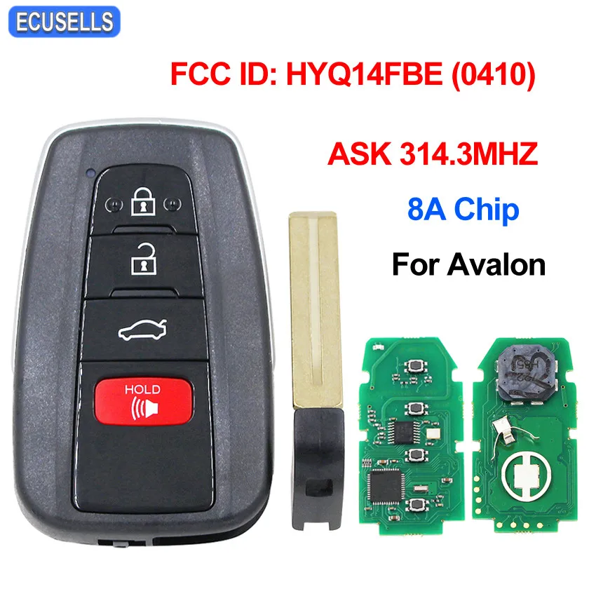 3+ 1/4 кнопки смарт-пульт дистанционного управления, автомобильные аксессуары, брелок спросить 314,3 МГц с 8A чип FCC ID: 14FBE-0410-US для Toyota Avalon HYQ14FBE