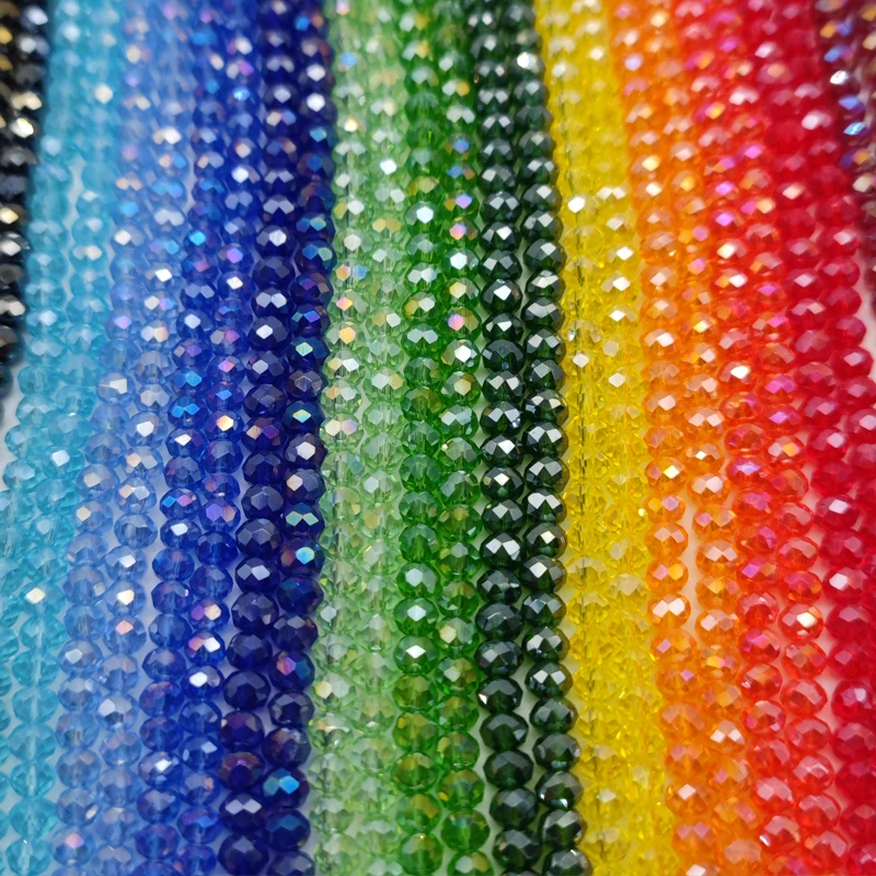 Cuentas de cristal brillante para fabricación de joyas, abalorios redondos de vidrio transparente, costura checa, sueltos, pulsera y pendientes, 45 colores, 2, 3, 4, 6, 8mm