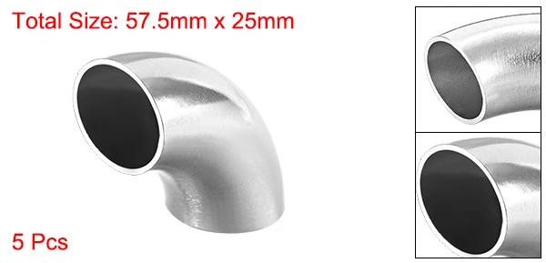 57.5x25x1.5mm Uxcell 5 шт. длинный радиус 90 градусов фитинг трубы ЛОКОТЬ стыковой сварки 5/8 дюйма-1-1/2 дюйма OD 1 мм-1,5 мм толщиной нержавеющая сталь 304 - Цвет: 57.5x25x1.5mm