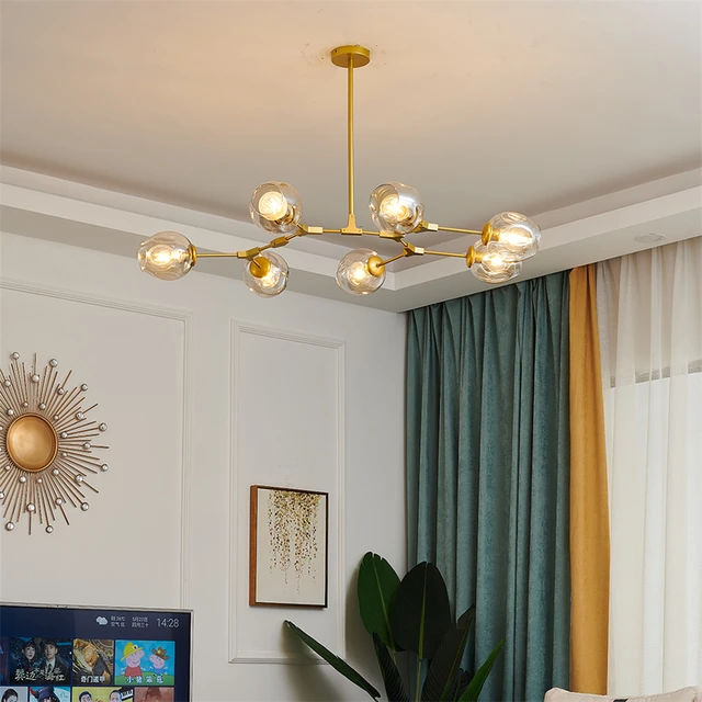 Modern Glass LED Chandelier Ball Lighting Lustre for Living Room Villa Bedroom Pendant Lamp Indoor Decoration Kitchen Fixtures 23