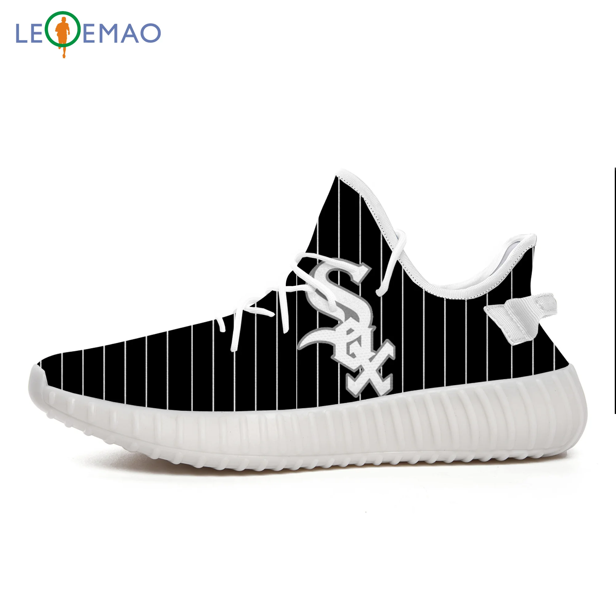

LEQEMAO Original Walking Shoes Men Women Sneakers Knitted Shoes Chicago Fans White Sox Sport Yeezys Boost 350 Custom Shoes