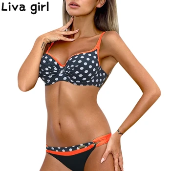 

Liva girl orange Push-Up Bikini Women Padded Bandeau Swimsuit Two-Piece Swimwear Bathing Female Brazilian Biquini Swimsuit new