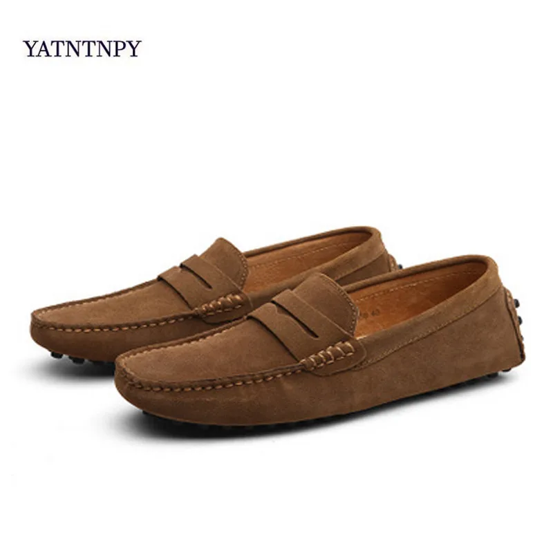 Handmade Suede Leather Mens Shoes Casual Luxury Brand Men Loafers Breathable Driving Shoes Slipon Moccasins Men Big Size