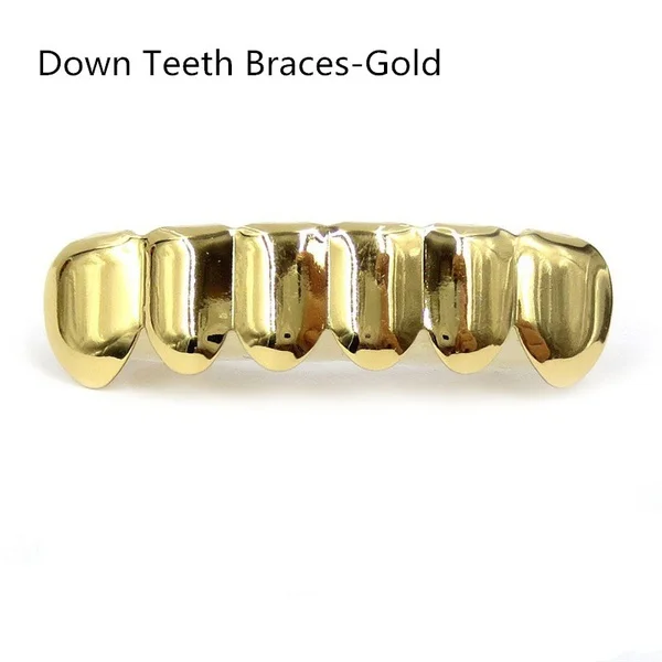 Золото для мужчин и женщин унисекс Мода хип хоп ЗУБЫ Grillz Высокое качество украшения медные зубы брекеты Хэллоуин декоративные br