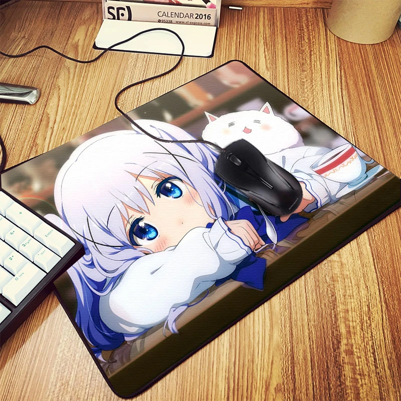 アニメプリントのマウスパッド ウサギ 手工芸品 Chiya Kafuu Pcino テーブル デスクマット Iricon マウスパッド Aliexpress