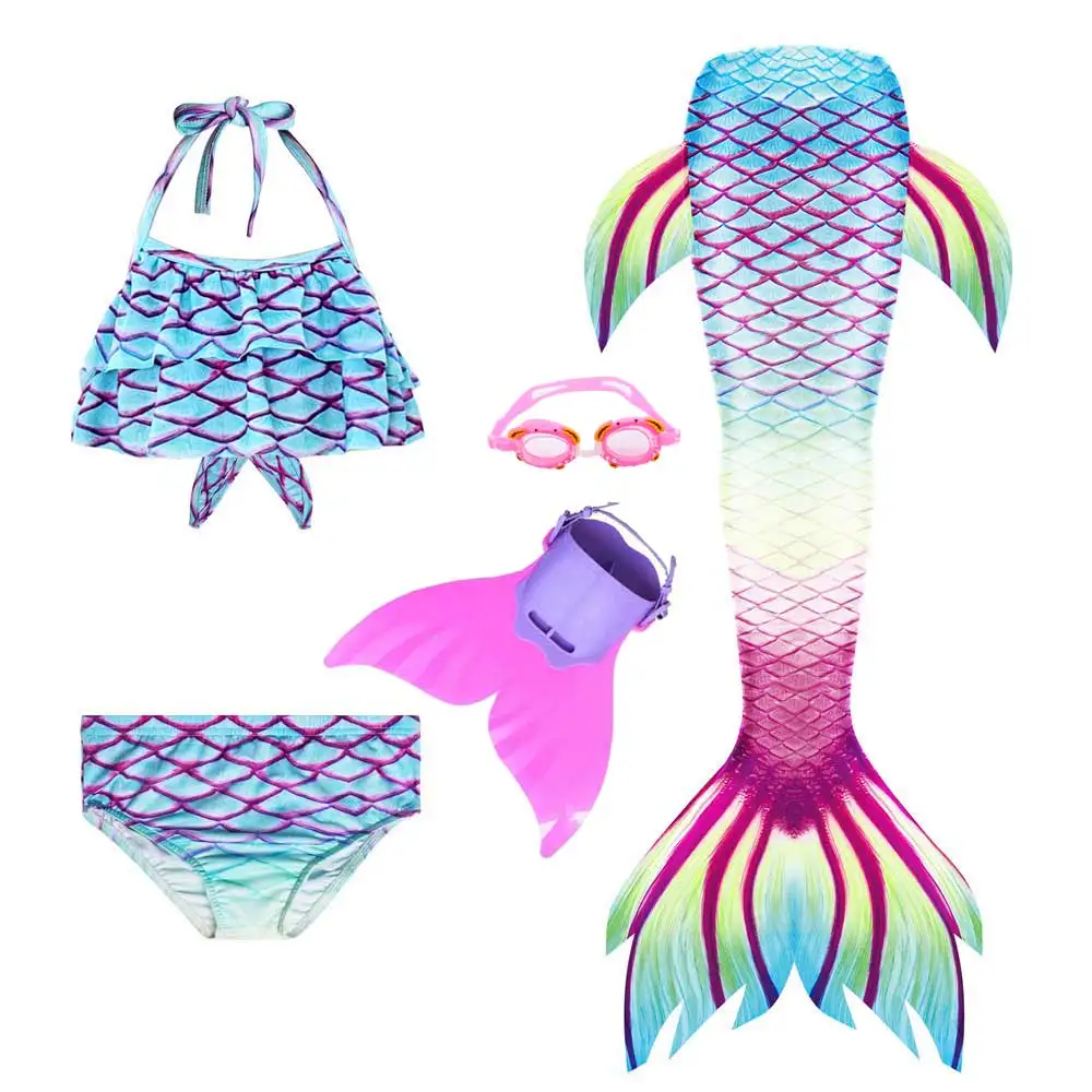 Girls-Walkable-And-Swimmable-Mermaid-Tail-Swimsuit-Cosplay-Costume-Kids-Children-Bikini-And-Sparkle-Mermaid-Swimtail(12)