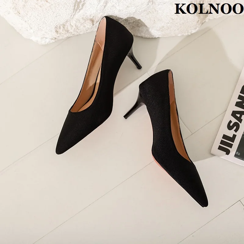 

Kolnoo Handmade Women Stiletto Heels Pumps Simple Style Daily Wear Party Prom Dress Shoes Slip-on Evening Fashion Court Shoes