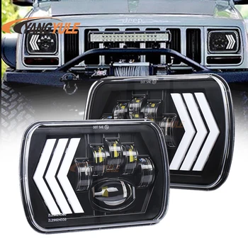 

55W 7x6" 5X7" Waterproof LED Projector Headlight Hi-Lo Beam DRL For J eep Cherokee XJ car accessries
