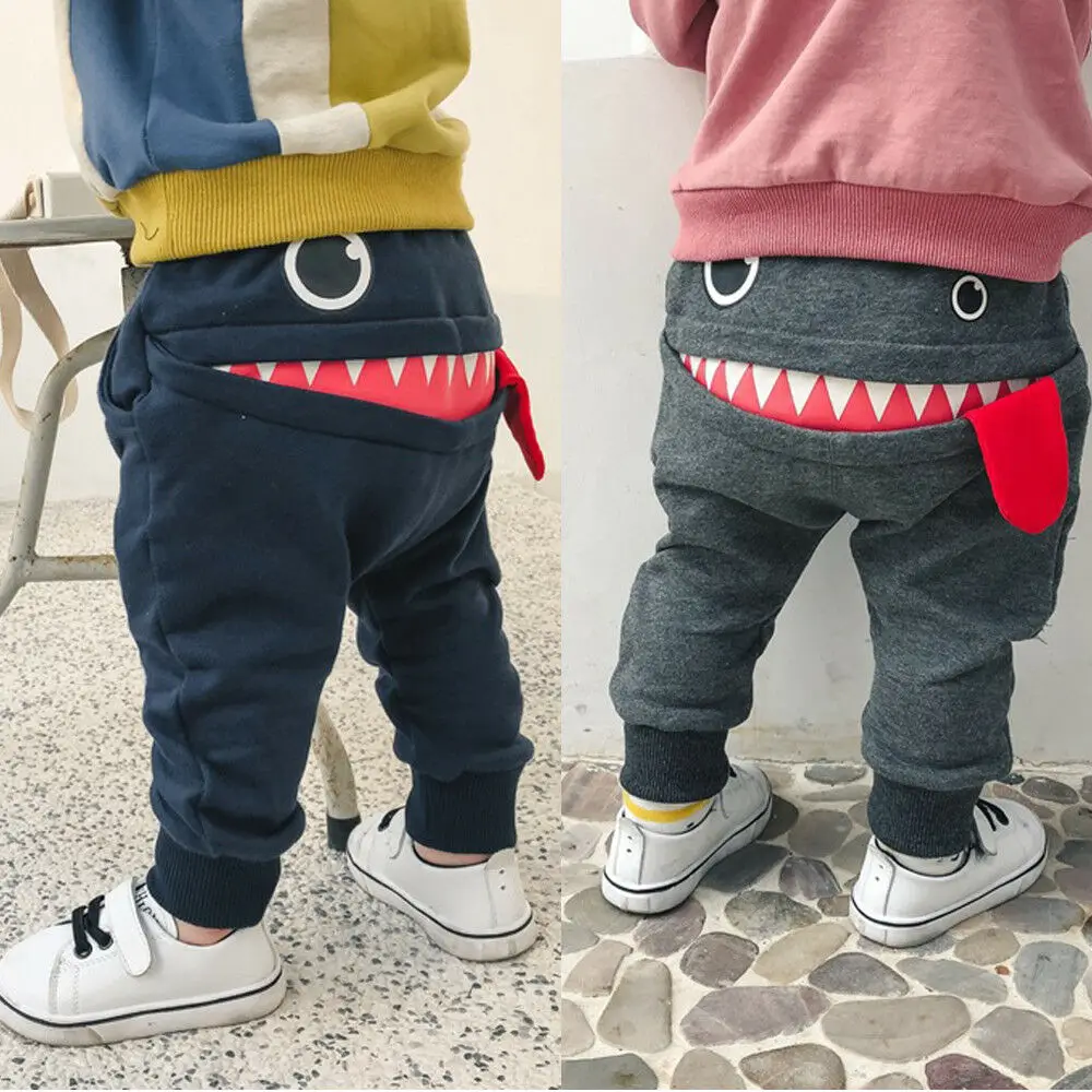 Повседневные детские штаны для маленьких мальчиков и девочек, милые штаны Монстр Костюмы длинные детские трусики с мультипликационным рисунком