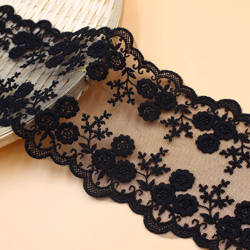 Lace Fabric 2yards/lot White Black Embroidered Gauze 12CM