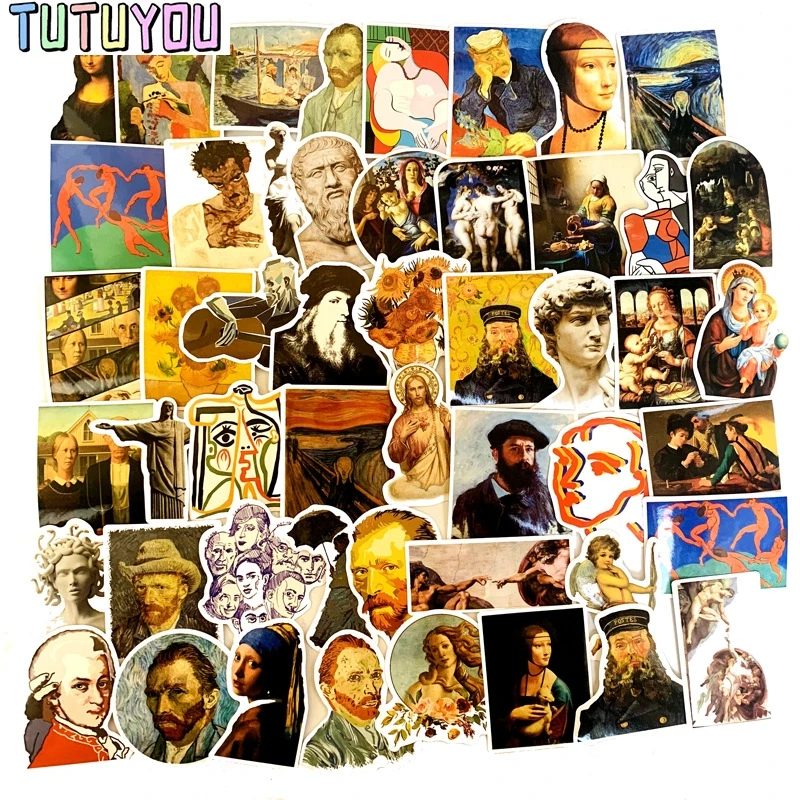 

PC1559 50 шт./компл. Винтаж Ван Гог Стикеры Водонепроницаемый для ноутбука мото скейтборд Чемодан гитары мебель наклейка игрушка Стикеры s