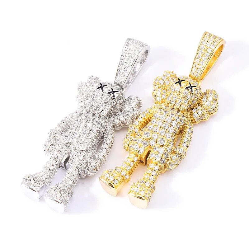 Iced Out мультфильм Подвески марионетки и ожерелье кубического циркония ожерелье Мода хип хоп ювелирные изделия мужской подарок