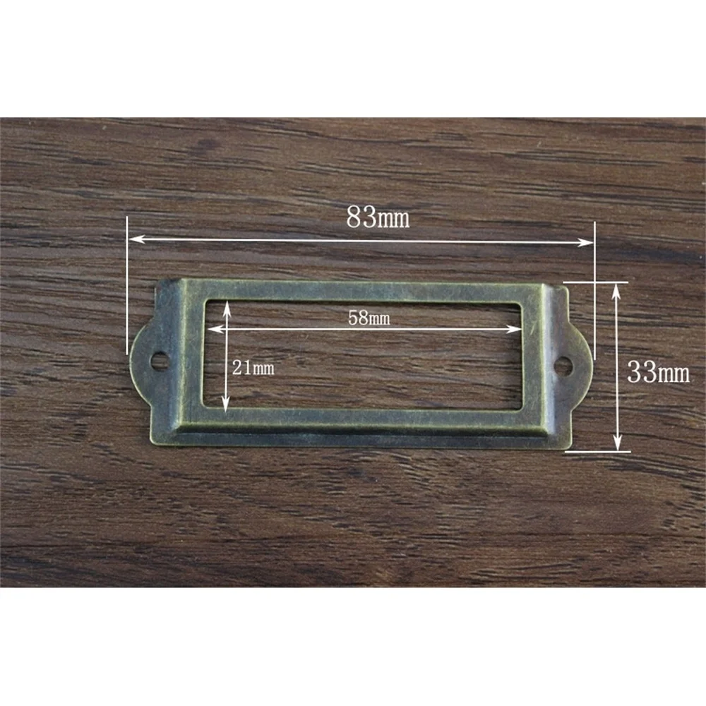 

Lock 83*33mm Bronze Decorative Box Frame Label Box Price Card Tag Holder Antique Tin Shelf Metal Label Frame Sign Display Rack