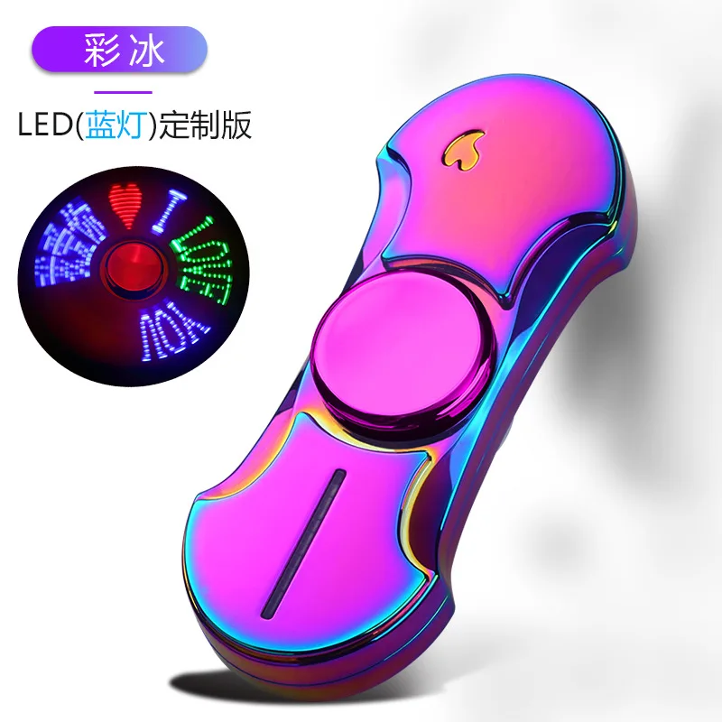 2020 USB Charging Lighters Fingertip Gyro Luminous Metal Fidget Hand Spinner Top Spinners Stress Cigarette Accessorie Men Gift E