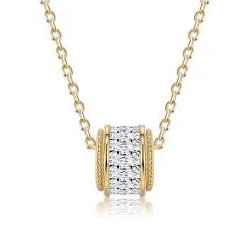 

New S925 Sterling Silver Inlaid AAA Trapezoidal Zircon Circle Necklace Fashion Seiko Clavicle Chain Jewelry