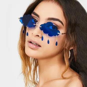 

Rimless Sunglasses Clouds Tassel Fashion Vintage Steampunk Sunglasses for Women Men Glasses Shades UV400